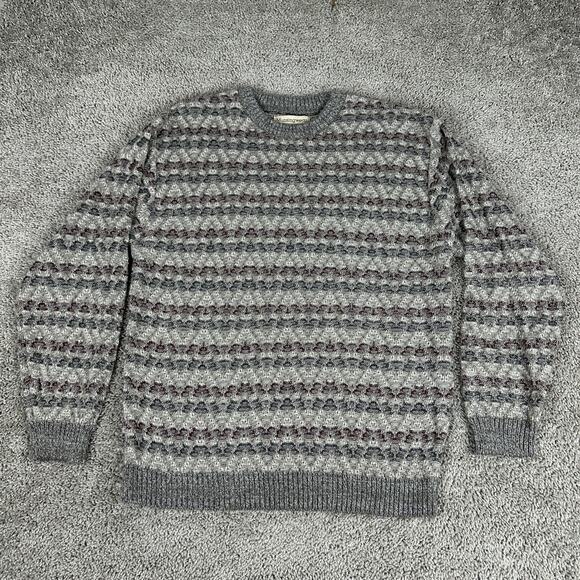 Munsingwear Sweater Mens Large Gray Brown Striped Chevron Acrylic Pullover - Picture 1 of 9